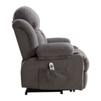 Fauteuil inclinable releveur électrique marron/gris avec massage, chauffage, port USB et poches latérales, 1 place