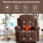 Fauteuil inclinable releveur électrique marron/gris avec massage, chauffage, port USB et poches latérales, 1 place