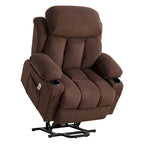 Fauteuil inclinable releveur électrique marron/gris avec massage, chauffage, port USB et poches latérales, 1 place