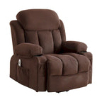 Fauteuil inclinable releveur électrique marron/gris avec massage, chauffage, port USB et poches latérales, 1 place