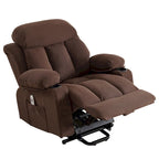 Fauteuil inclinable releveur électrique marron/gris avec massage, chauffage, port USB et poches latérales, 1 place