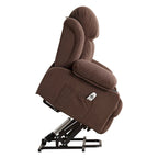 Fauteuil inclinable releveur électrique marron/gris avec massage, chauffage, port USB et poches latérales, 1 place