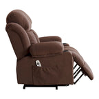 Fauteuil inclinable releveur électrique marron/gris avec massage, chauffage, port USB et poches latérales, 1 place
