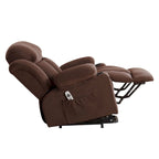 Fauteuil inclinable releveur électrique marron/gris avec massage, chauffage, port USB et poches latérales, 1 place