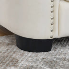 Canapé Chesterfield en velours beige / gris / noir avec capitonnage et garniture cloutée, 3 places