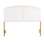 Tête de lit capitonnée en velours crème / noir / gris avec cadre en métal doré, assemblage par 1 personne