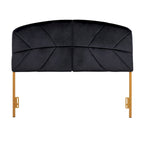 Tête de lit capitonnée en velours crème / noir / gris avec cadre en métal doré, assemblage par 1 personne
