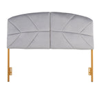Tête de lit capitonnée en velours crème / noir / gris avec cadre en métal doré, assemblage par 1 personne