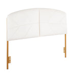 Tête de lit capitonnée en velours crème / noir / gris avec cadre en métal doré, assemblage par 1 personne