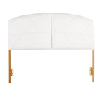 Tête de lit capitonnée en velours crème / noir / gris avec cadre en métal doré, assemblage par 1 personne