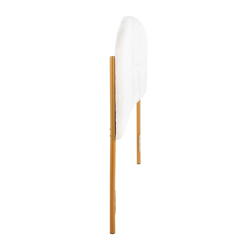 Tête de lit capitonnée en velours crème / noir / gris avec cadre en métal doré, assemblage par 1 personne