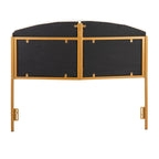 Tête de lit capitonnée en velours crème / noir / gris avec cadre en métal doré, assemblage par 1 personne