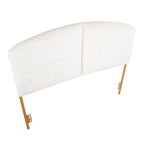 Tête de lit capitonnée en velours crème / noir / gris avec cadre en métal doré, assemblage par 1 personne