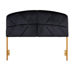Tête de lit capitonnée en velours crème / noir / gris avec cadre en métal doré, assemblage par 1 personne