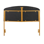 Tête de lit capitonnée en velours crème / noir / gris avec cadre en métal doré, assemblage par 1 personne