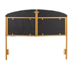 Tête de lit capitonnée en velours crème / noir / gris avec cadre en métal doré, assemblage par 1 personne