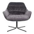 Fauteuil lounge pivotant à 360 degrés en velours tufté gris/chartreuse avec piètement en métal noir, 1 place