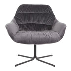 Fauteuil lounge pivotant à 360 degrés en velours tufté gris/chartreuse avec piètement en métal noir, 1 place