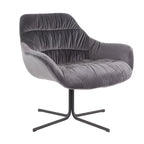 Fauteuil lounge pivotant à 360 degrés en velours tufté gris/chartreuse avec piètement en métal noir, 1 place