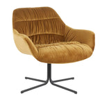 Fauteuil lounge pivotant à 360 degrés en velours tufté gris/chartreuse avec piètement en métal noir, 1 place
