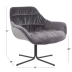 Fauteuil lounge pivotant à 360 degrés en velours tufté gris/chartreuse avec piètement en métal noir, 1 place