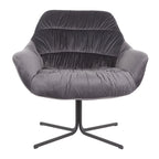 Fauteuil lounge pivotant à 360 degrés en velours tufté gris/chartreuse avec piètement en métal noir, 1 place