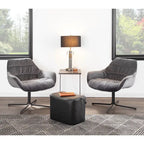 Fauteuil lounge pivotant à 360 degrés en velours tufté gris/chartreuse avec piètement en métal noir, 1 place