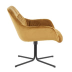 Fauteuil lounge pivotant à 360 degrés en velours tufté gris/chartreuse avec piètement en métal noir, 1 place