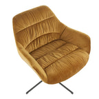 Fauteuil lounge pivotant à 360 degrés en velours tufté gris/chartreuse avec piètement en métal noir, 1 place