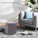 Repose-pieds/pouf rond en velours bleu / bleu clair / gris foncé / gris clair, pour 1 personne