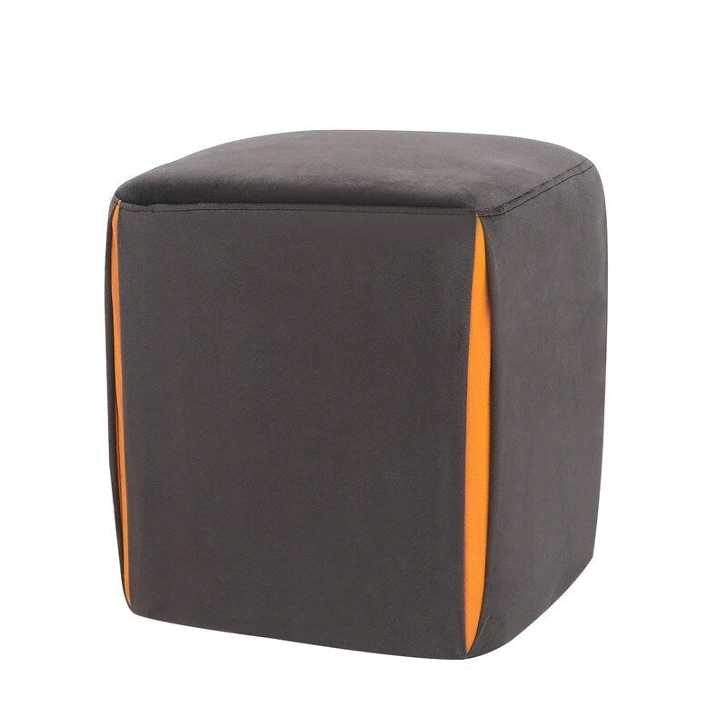 Repose-pieds/pouf rond en velours bleu / bleu clair / gris foncé / gris clair, pour 1 personne