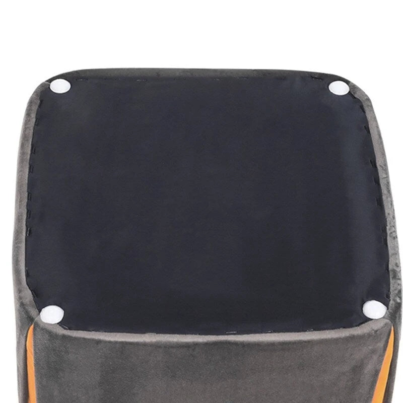 Repose-pieds/pouf rond en velours bleu / bleu clair / gris foncé / gris clair, pour 1 personne