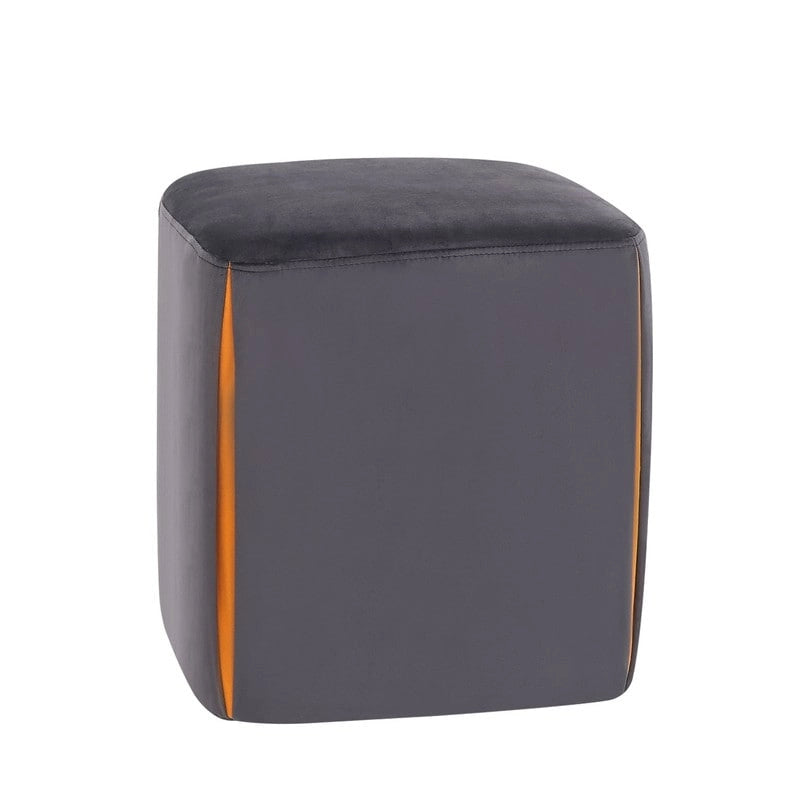 Repose-pieds/pouf rond en velours bleu / bleu clair / gris foncé / gris clair, pour 1 personne