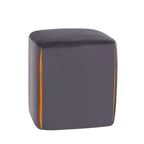 Repose-pieds/pouf rond en velours bleu / bleu clair / gris foncé / gris clair, pour 1 personne
