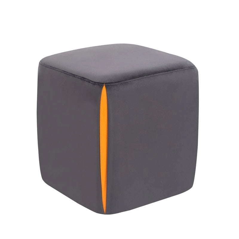 Repose-pieds/pouf rond en velours bleu / bleu clair / gris foncé / gris clair, pour 1 personne