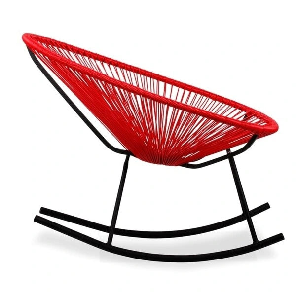 Fauteuil à bascule monoplace en corde vinyle multicolore avec cadre en métal noir