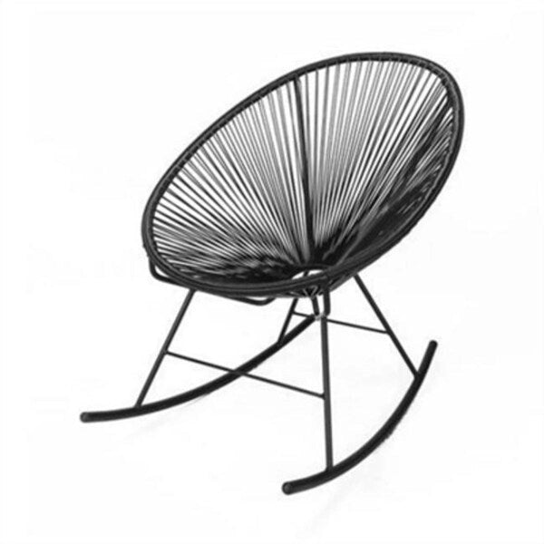 Fauteuil à bascule monoplace en corde vinyle multicolore avec cadre en métal noir