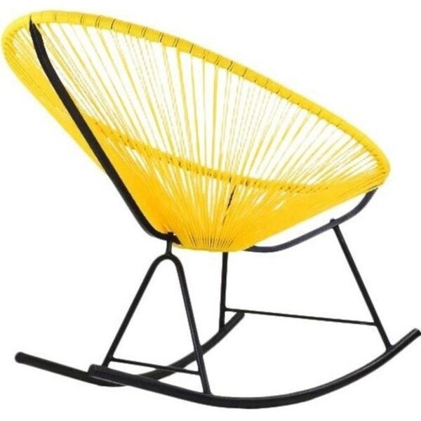 Fauteuil à bascule monoplace en corde vinyle multicolore avec cadre en métal noir
