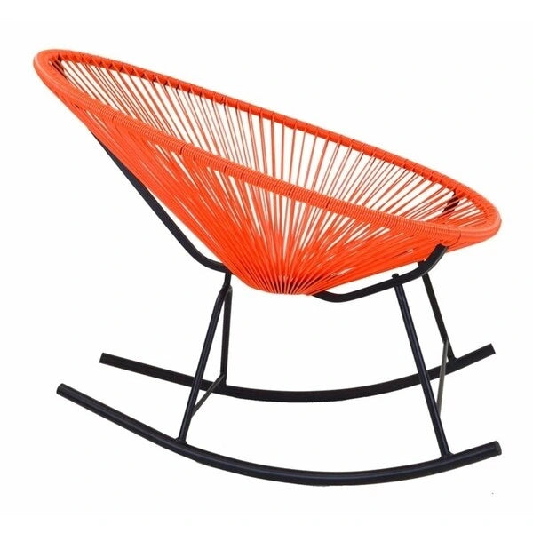 Fauteuil à bascule monoplace en corde vinyle multicolore avec cadre en métal noir