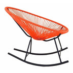 Fauteuil à bascule monoplace en corde vinyle multicolore avec cadre en métal noir