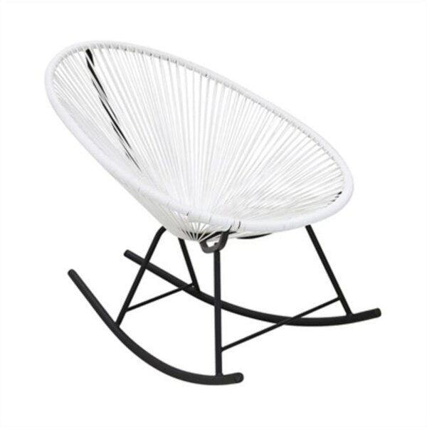 Fauteuil à bascule monoplace en corde vinyle multicolore avec cadre en métal noir