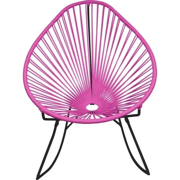 Fauteuil à bascule monoplace en corde vinyle multicolore avec cadre en métal noir