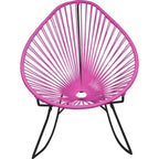 Fauteuil à bascule monoplace en corde vinyle multicolore avec cadre en métal noir