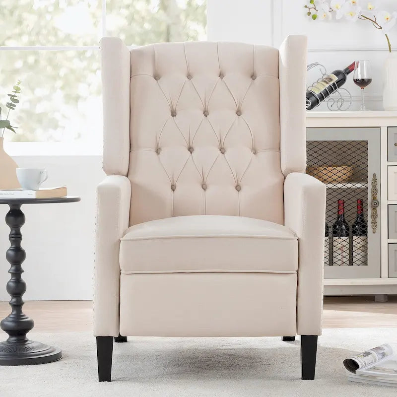Fauteuil inclinable manuel en tissu (rouge lie-de-vin / beige / noir / gris / bleu) avec position chaise longue, 1 place