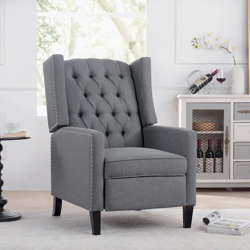Fauteuil inclinable manuel en tissu (rouge lie-de-vin / beige / noir / gris / bleu) avec position chaise longue, 1 place