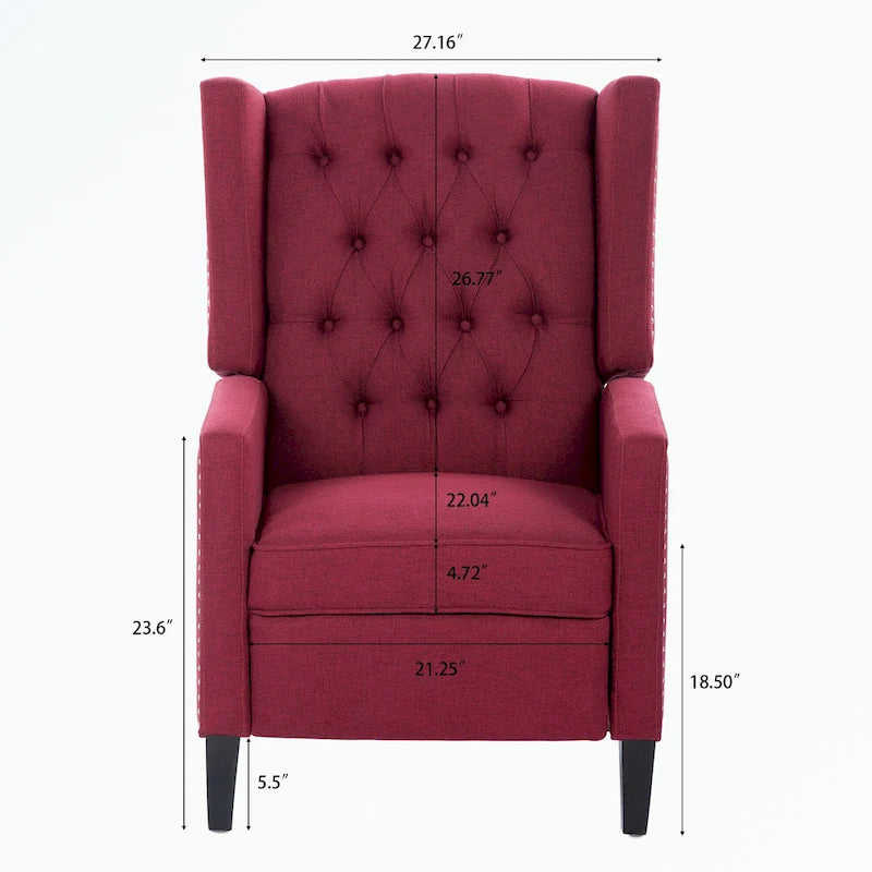 Fauteuil inclinable manuel en tissu (rouge lie-de-vin / beige / noir / gris / bleu) avec position chaise longue, 1 place