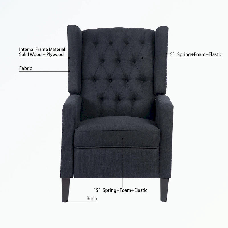 Fauteuil inclinable manuel en tissu (rouge lie-de-vin / beige / noir / gris / bleu) avec position chaise longue, 1 place