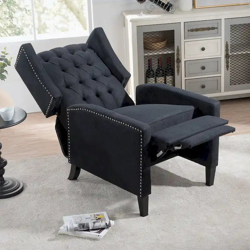 Fauteuil inclinable manuel en tissu (rouge lie-de-vin / beige / noir / gris / bleu) avec position chaise longue, 1 place