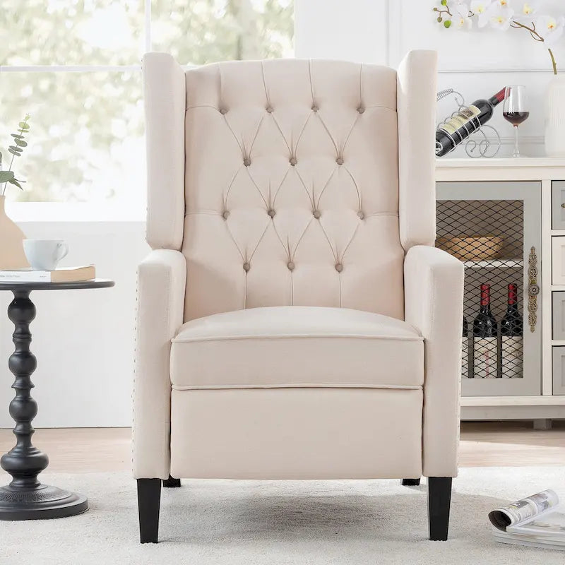 Fauteuil inclinable manuel en tissu (rouge lie-de-vin / beige / noir / gris / bleu) avec position chaise longue, 1 place