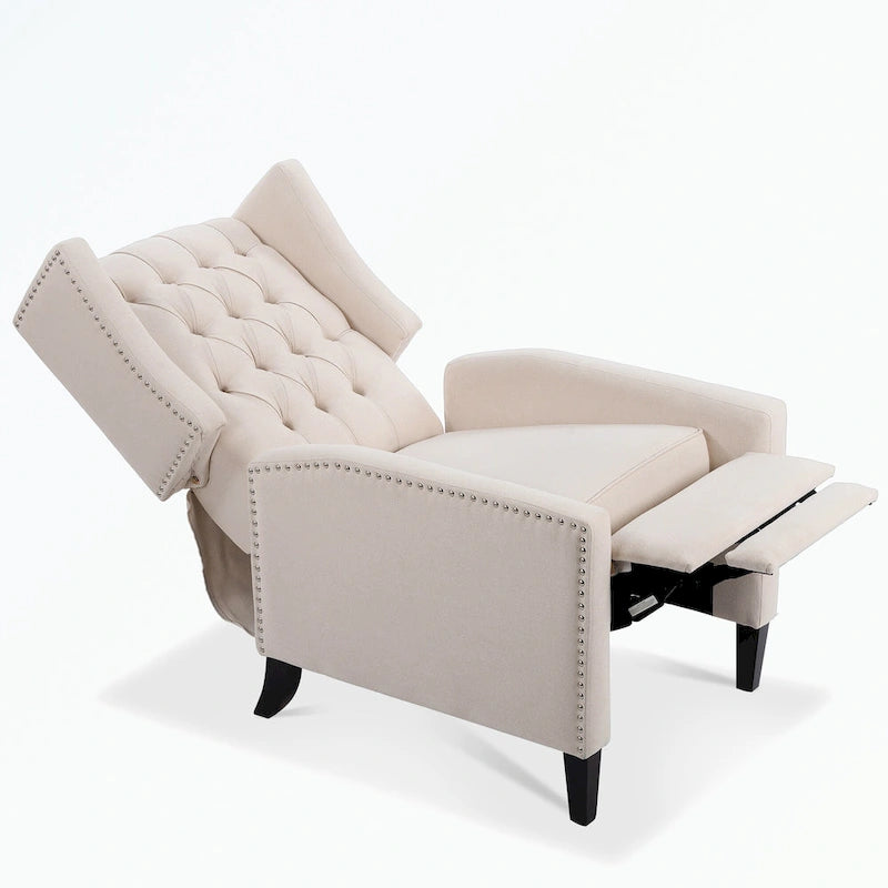 Fauteuil inclinable manuel en tissu (rouge lie-de-vin / beige / noir / gris / bleu) avec position chaise longue, 1 place